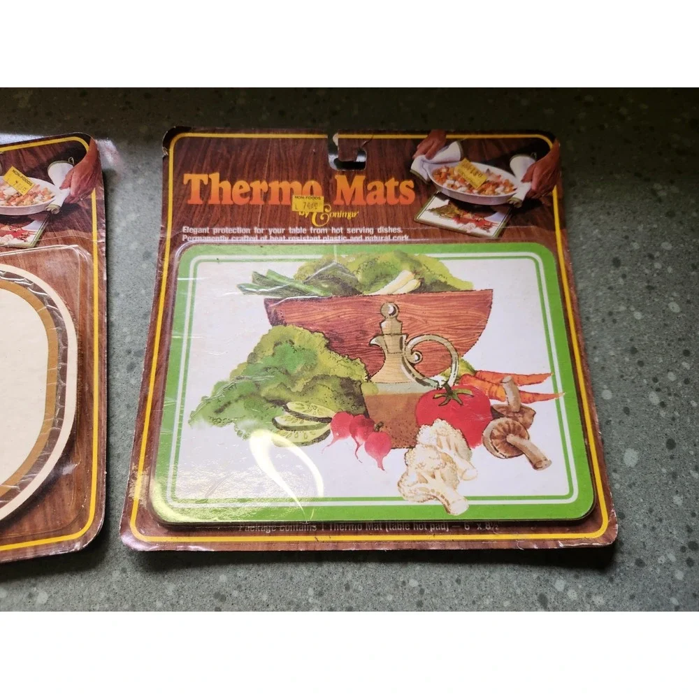 VTG 1970s Retro Conimar Kitchen Thermo Mats Set of 2, READ